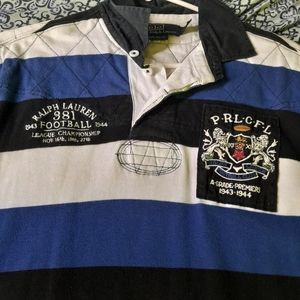 Mens Ralph Lauren Polo,Blue,Black,& White,Size LARGE,excellent condition